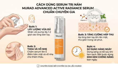 Cách dùng Serum trị nám Murad Advanced Active Radiance Serum chuẩn chuyên gia