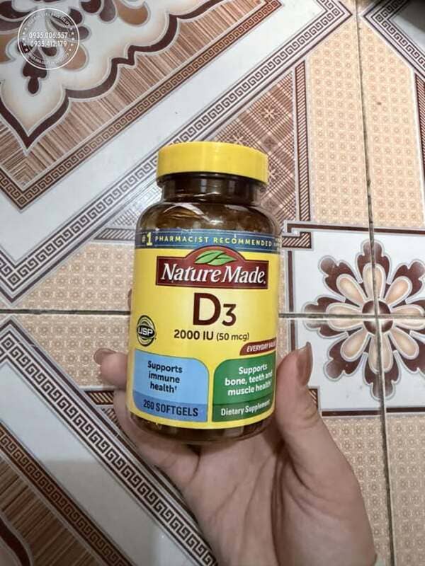 Giới thiệu sản phẩm Viên uống bổ sung Vitamin D3 Nature Made 1000 IU